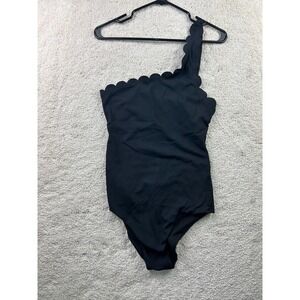 Vanilla Beach Swimsuit Womens Medium Black One Shoulder Scallop Monokini Swim